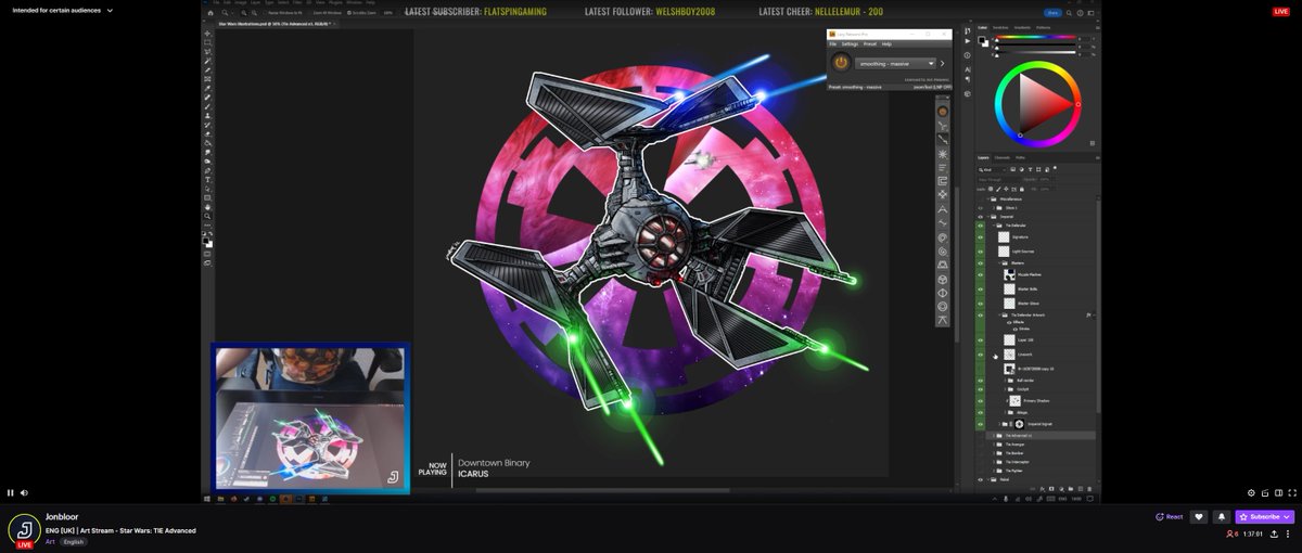 solidusfox's tweet photo. @realswtheory check this dudes work out! its super cool  https://t.co/44C7QWoP3C these would look sick on a tshirt or hoodie so cool to watch it live the detail is insane https://t.co/w4g6Rf4l7B