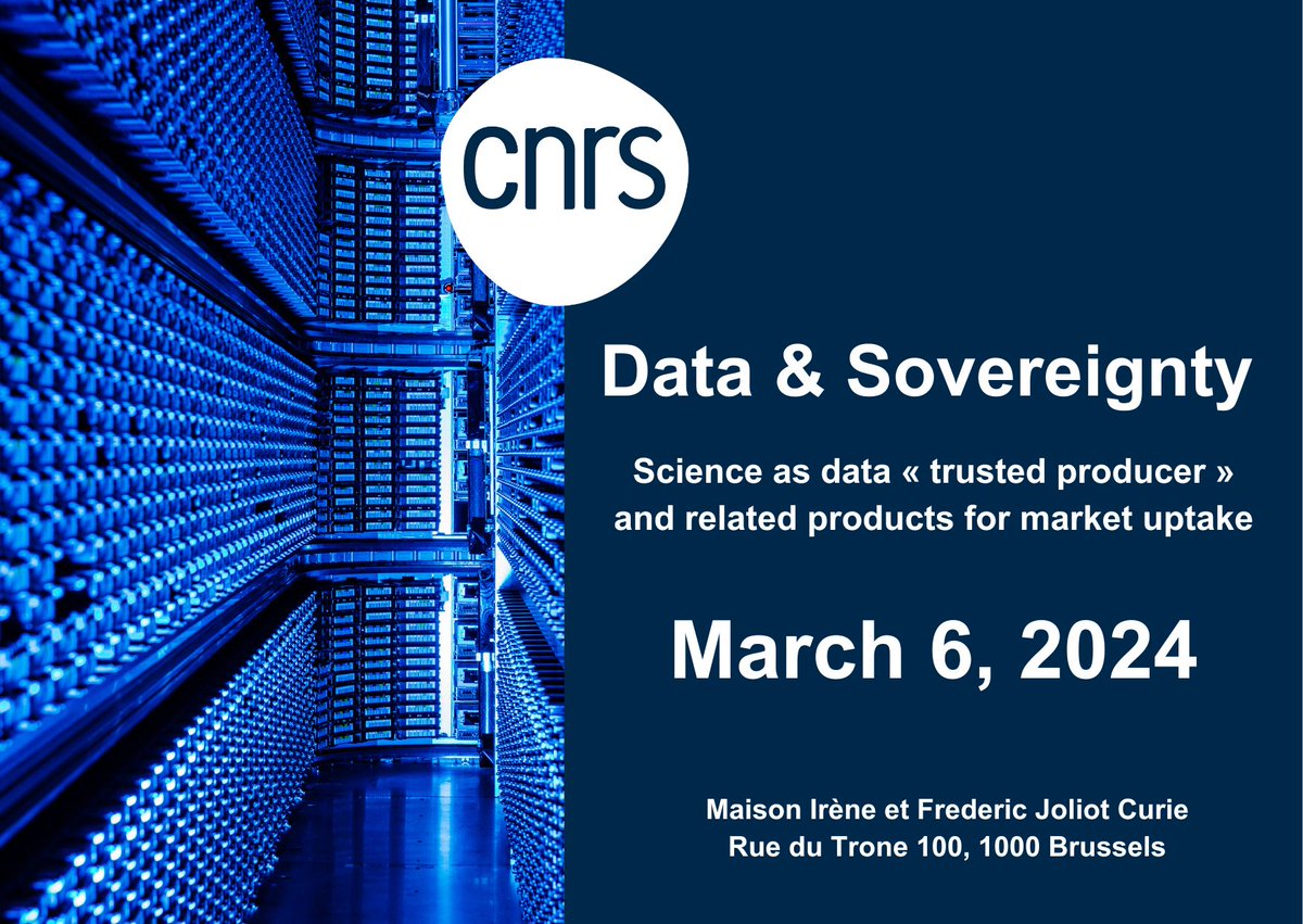 CNRSinBrussels (@cnrsinbrussels) on Twitter photo Don't forget to register for our event on March 6. We will talk about data infrastructures and the role of science in 🇪🇺 sovereignty.
To register: eventbrite.fr/e/science-as-d…
<a href="/CNRS_INSU/">CNRS Terre & Univers</a> @dataterra Don't forget to register for our event on March 6. We will talk about data infrastructures and the role of science in 🇪🇺 sovereignty.
To register: eventbrite.fr/e/science-as-d…
<a href="/CNRS_INSU/">CNRS Terre & Univers</a> @dataterra