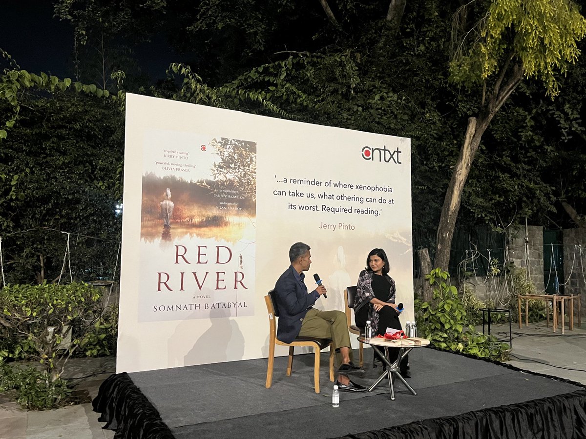 On nation and familial spaces! 

Snippets from our #Delhi launch of @sombatabyal’s Red River with @PragyaTiwari and @karthikavk. 

@ContextIndia