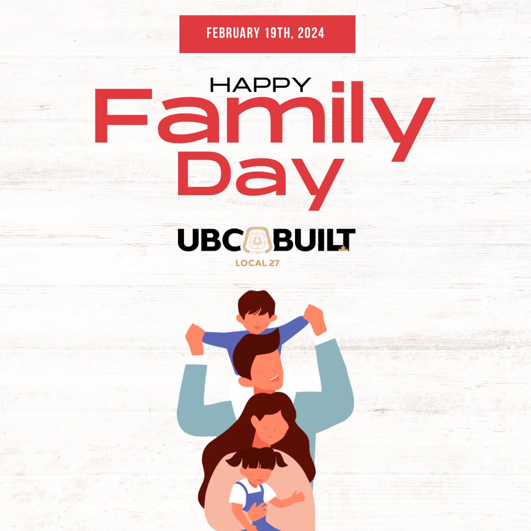 On behalf of everyone at the Carpenters’ Union Local 27, we thank you for becoming a part of the Carpenters family. We wish you and the members of your family an enjoyable and safe Family Day! 👷‍♂️🛠👷‍♀️
