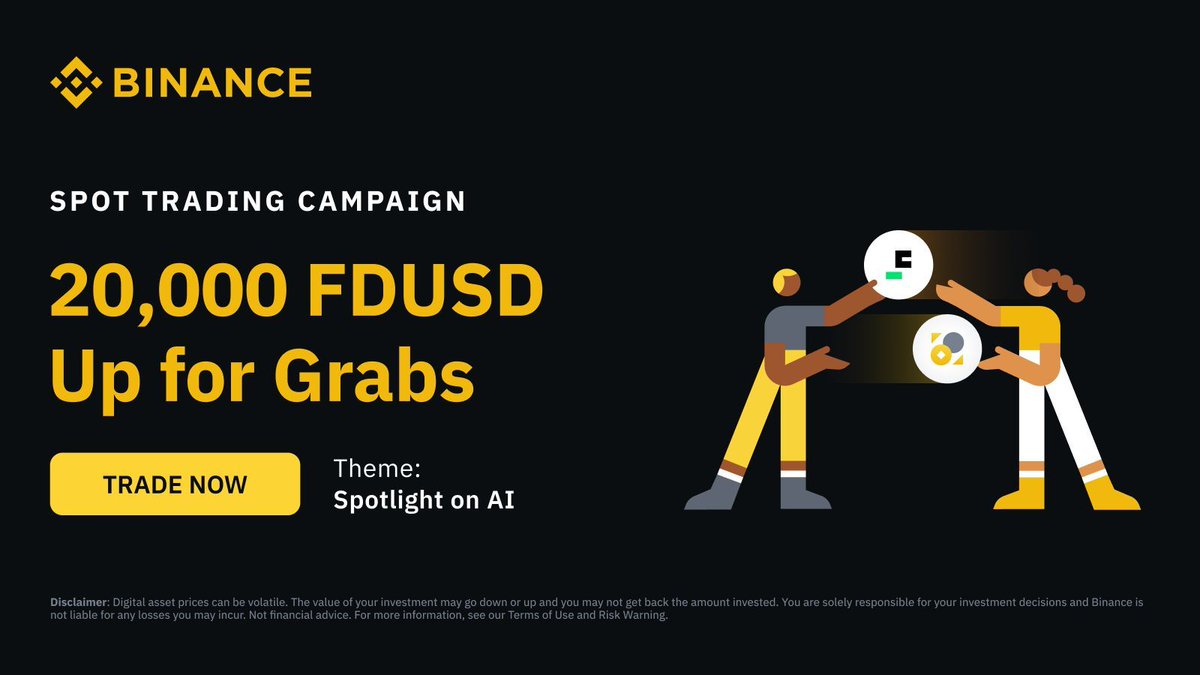 Start trading AI related tokens on #Binance to claim your share of $20,000 in $FDUSD. Click below for all the details on how to get involved! ➡️ binance.com/en/support/ann…