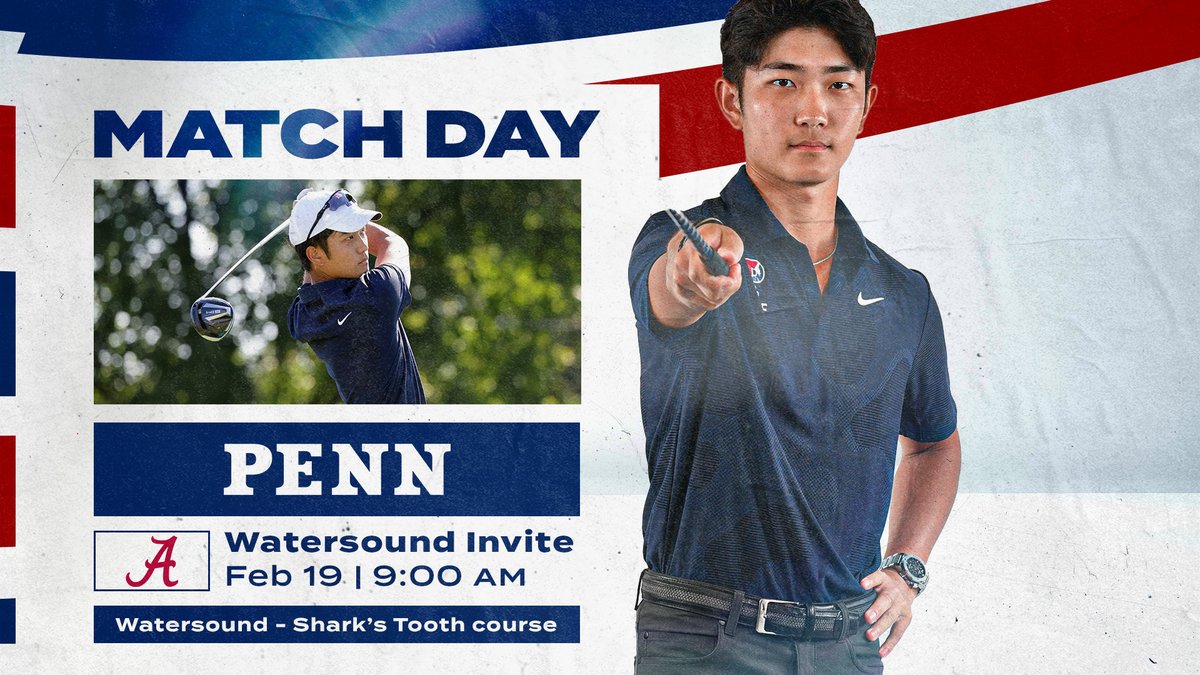 DAY 1 at the Watersound (Fla.) Invitational, teeing off at No. 10 with N.C.  State and Notre Dame. 9:00 - Ben Scott 9:10 - Max Fonseca 9:20 - George  Roessler 9:30 - Hayden Adams 9:40 - Jimin Jung 9:50 - Steven Lee (indiv)  #FightOnPenn 🔴🔵 ⛳️
