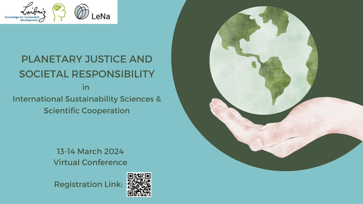 🌍 Calling all researchers & practitioners!🌏 Join us for the Planetary Justice & Societal Responsibility in Intl. Sustainability Sciences conference, March 13-14 | Virtual. Share insights & engage on ethical dilemmas, knowledge diversity and more! 🔗tinyurl.com/3y28r3az