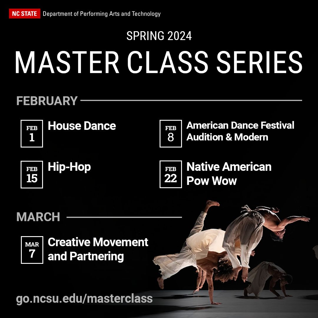 NCStateArtsTech's tweet photo. ⭐️ Guest Artist: Ryan Dial
⭐️ Style: Native American Pow Wow
⭐️ When: Thursday, Feb. 22, 5:30 p.m.
⭐️ Where: Carmichael Dance Studio 2307
Register: https://t.co/4BoMKDo5f7
#NCStateDance #NCSU #RaleighNC #NCDancers #RaleighDancers #NCMasterClass #RaleighArts https://t.co/mMf0mvMEkd