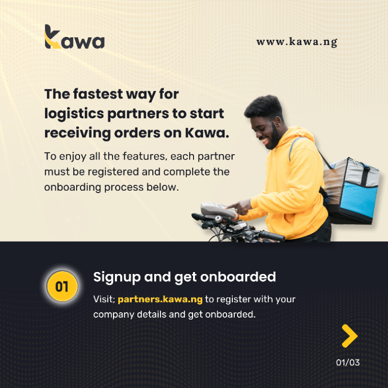 KawaSupport's tweet photo. Follow these steps to complete the onboarding process for your logistics business on Kawa.