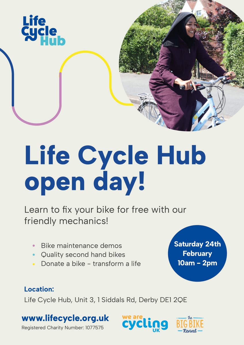 Cycling UK East Midlands (@cyclinguk_emids) on Twitter photo This Saturday in #Derby! Learn to fix your bike with <a href="/LifeCycleDerby/">Life Cycle Derby</a>, part of the #BigBikeRevival This Saturday in #Derby! Learn to fix your bike with <a href="/LifeCycleDerby/">Life Cycle Derby</a>, part of the #BigBikeRevival