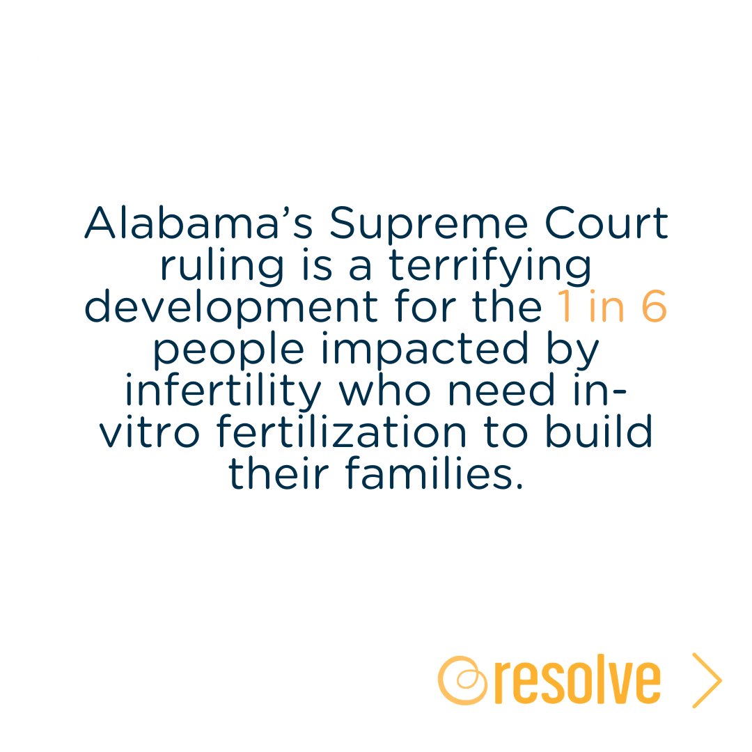 resolveorg's tweet image. The Alabama Supreme Court recently ruled that “Frozen embryos are ‘children,’ Alabama Supreme Court rules in couples’ wrongful death suits.” This ruling has profound implications far beyond Alabama’s borders.  Take action. Sign up for RAN➡️ act.resolve.org/page/52023/sur…