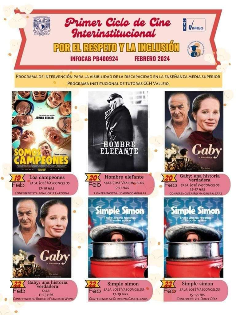 CCHVallejo_Ofi's tweet photo. Hoy inicia el #CicloDeCine por el #respeto y la #inclusión que organiza el Programa Integral de #Tutorias
Se llevará a cabo del 1️⃣9️⃣ al 2️⃣3️⃣ de febrero en diferentes salas del #Crepa.
¡Consulta cartelera!🍿
#SomosVallejo #SomosComunidad https://t.co/9gEnShf7uP