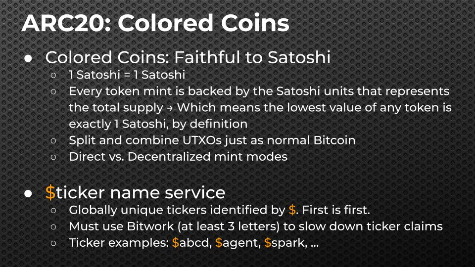 atomicalsxyz's tweet image. The #ARC20 Colored Coin Standard is the World&apos;s First Satoshi Based Digital Asset Protocol. 

#Bitcoin is digital gold and all #ARC20 tokens are infused with Satoshis to give it real substantive backing and value. In other words: intrinsic value.

#ARC20 is the fairest…