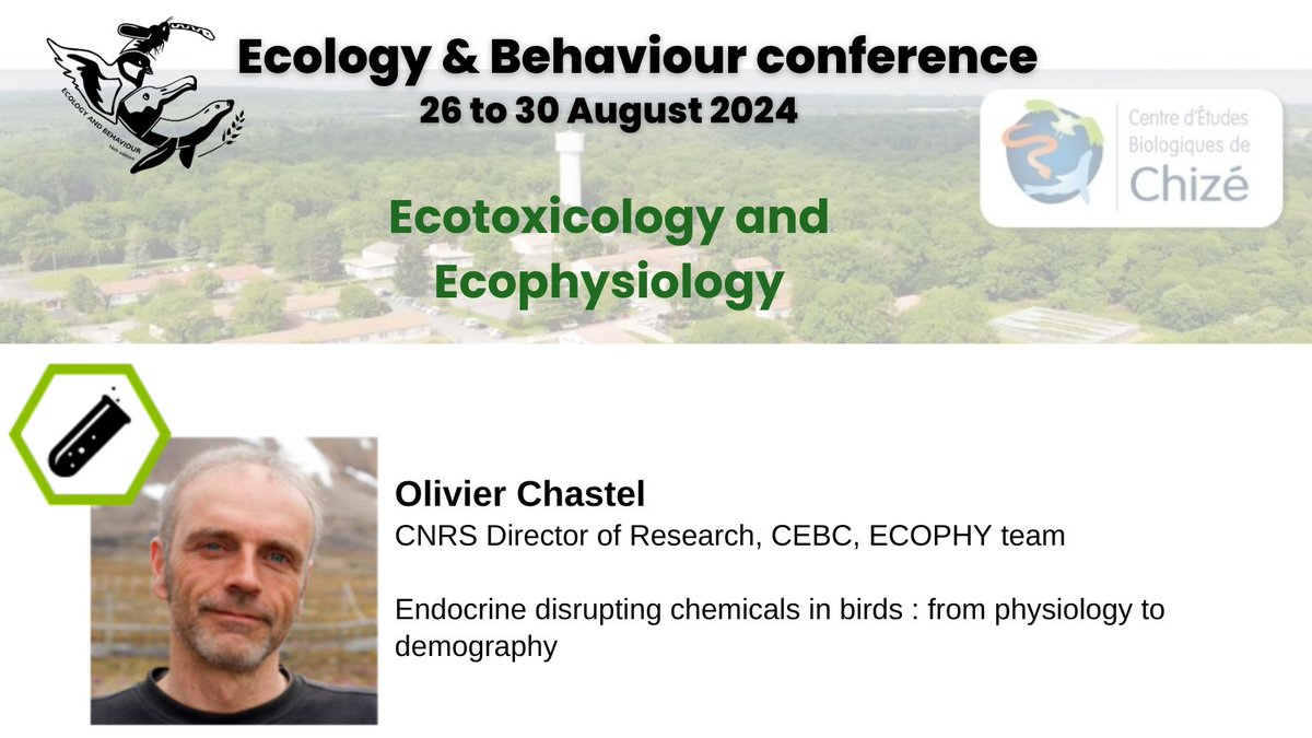 Our last @CEBC_ChizeLab keynote speaker, and not the least, is Olivier Chastel. CNRS Director of Research in @Ecophy_CEBC team, his research focuses on contaminants and their effects on birds, including hormonal changes and physiological stress. Join us: ecobhvr16.sciencesconf.org