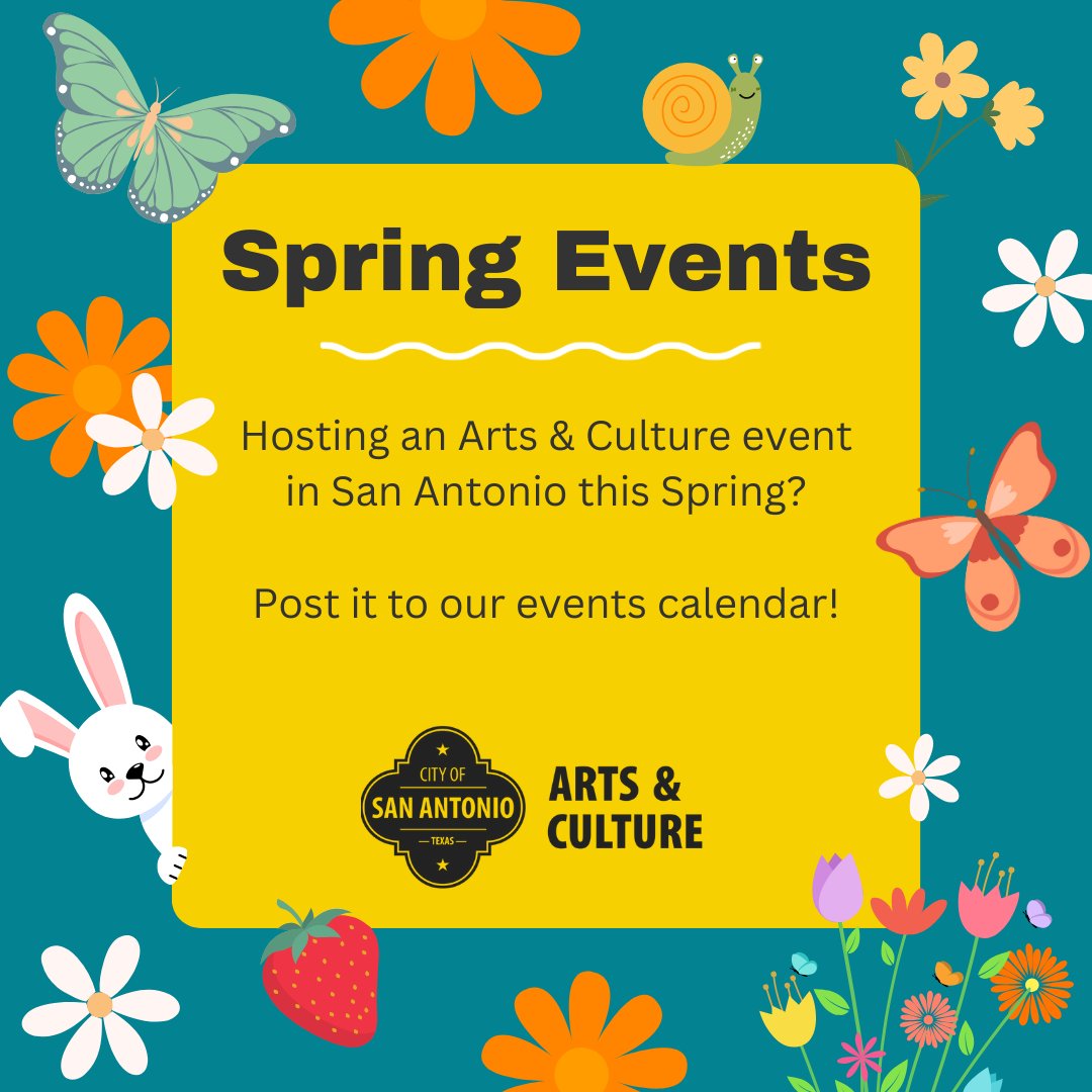 This spring, a diverse lineup of cultural arts events are set to take place throughout the city. From blossoming live music to art exhibitions you’ll spring forward to see, there’s an event for everyone! Check out upcoming events, or post your own: events.getcreativesanantonio.com