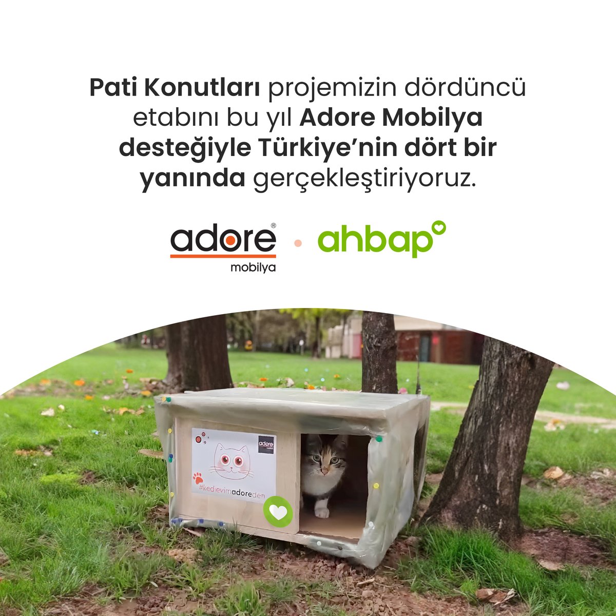 ⁠Sokak kedilerinin barınmasına destek olmak amacıyla dört yıldır gerçekleştirdiğimiz Pati Konutları projemizin dördüncü etabını, bu yıl @adoremobilya iş birliği ile gerçekleştirdik. 10-11 ve 17-18 Şubat tarihlerinde 35 şehirde eş zamanlı gerçekleştirdiğimiz etkinlikte 350 kedi…