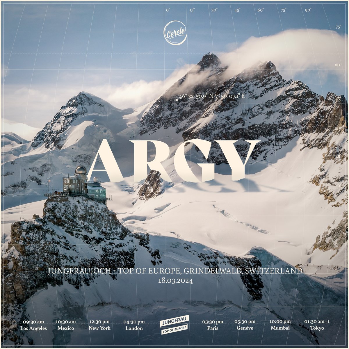 Countdown is on for our first 2024 Show on top of Europe → Argy at #jungfraujochtopofeurope Let's meet on March 18 at one of the highest observatories in the world for an astronomical performance in Switzerland! Pre-register here: Cercle.lnk.to/PreRegistratio…