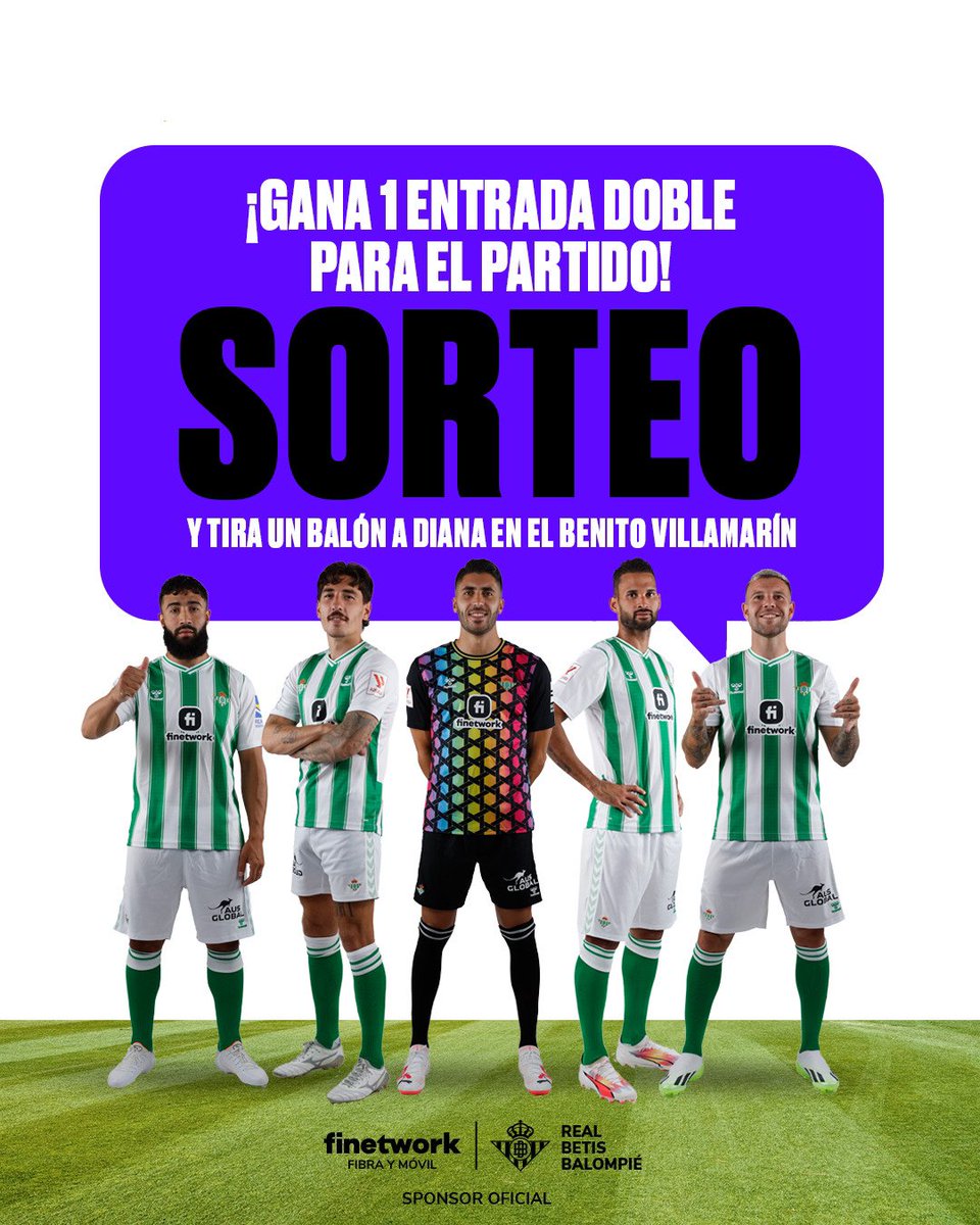 finetwork's tweet photo. 🔥 SORTEO 🔥 El Benito Villamarín te espera 😉 ¿Quieres GANAR una ENTRADA DOBLE para ver al @RealBetis este domingo y tirar un balón a diana? ¡Estamos sorteando 1 entrada dobles! ¡Participa! 👇

1. Sigue a Finetwork
2. Dale RT y comenta mencionando a un amigo

¡Mucha suerte! 🍀 https://t.co/VJpSl7ZsAo