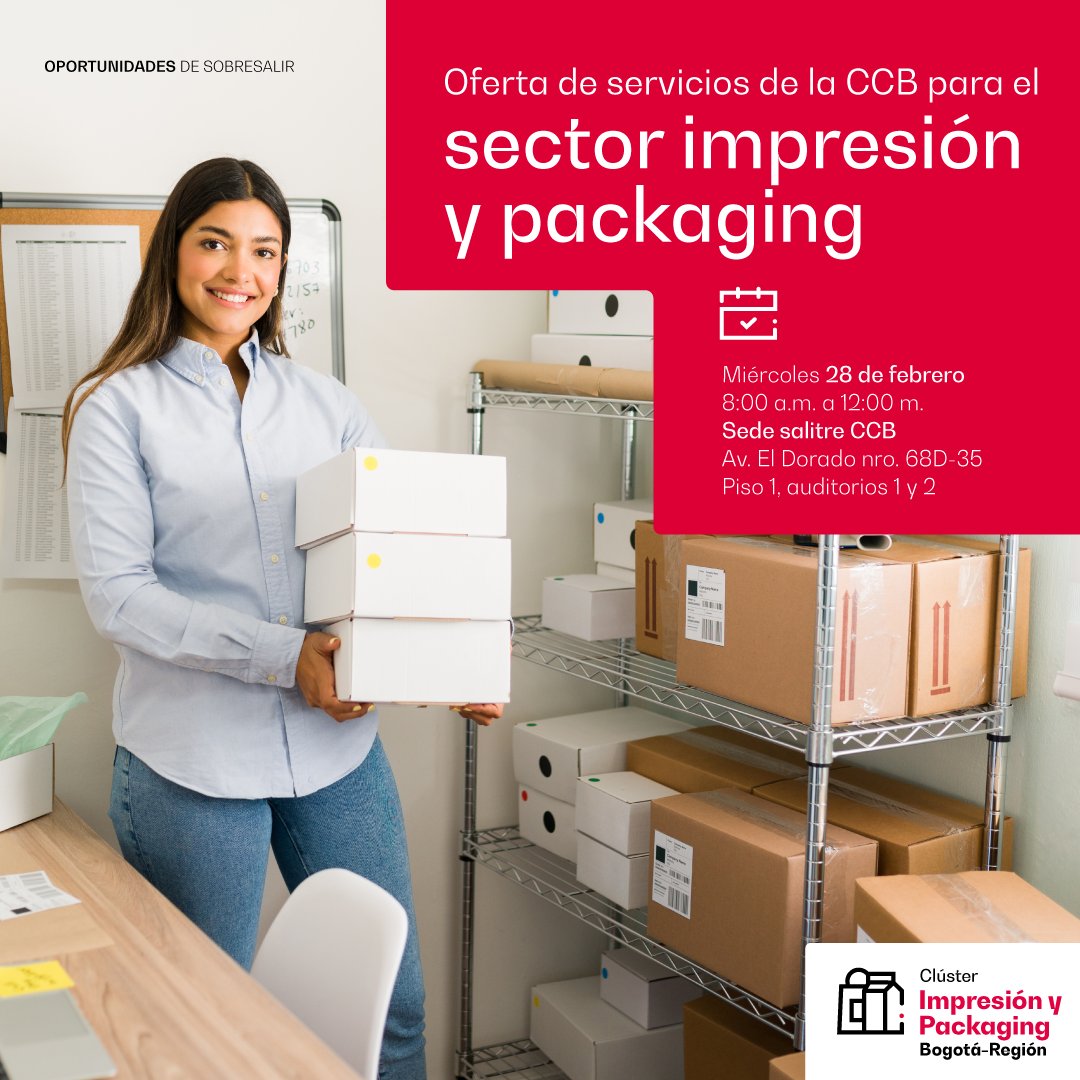 ¡Únete al impulso del sector de Impresión y Packaging con la Iniciativa Clúster de la CCB! 📦#TeConectamos. Descubre nuestra oferta de servicios diseñada para potenciar tu empresa. ¡No te lo pierdas! 💼✨ Conoce más aquí tinyurl.com/2zcdhfss