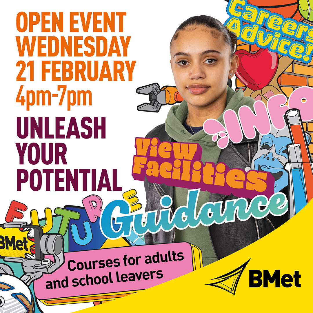 BMetC's tweet photo. Our doors will open this Wednesday, 21st Feb between 4pm to 7pm for our Open Event.
Great opportunity to look around our colleges, chat to the subject teams &amp; get your questions answered😀
Plus you can apply for September!
Register your interest 👇
https://t.co/J0Ncq0h6UD https://t.co/1mYnqw0CIF