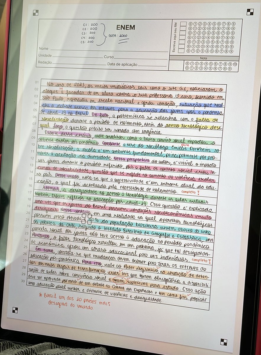 studyluup's tweet image. 🚨🚨🚨 adicionei váriassss redações minhas no drive!!! (todas eu fiz de treino, nenhuma dessas é oficial de dia de prova)
- temos modelo fuvest, vunesp e enem, com anotações de correção ao longo do texto e nota por critério
link: drive.google.com/drive/folders/…

espero que ajude🤍