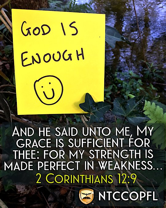 #PastorsNote : A daily handwritten note of encouragement from Pastor Bigelow. ✍️ #takenote #ntccopfl  #ntcc #ntcca #newtestamentchristianchurch   #Orangeparkfl  #jacksonvillefl #jaxfl #2Corinthians #Godisenough #sufficient #GraceofGod #weakness