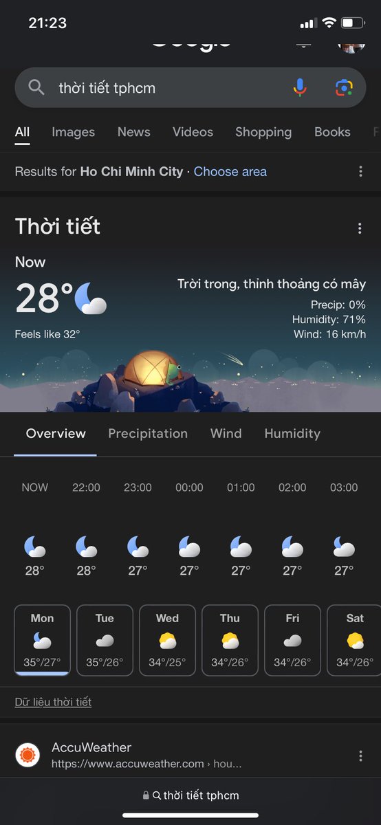 Rõ ràng hôm nay đã bước vào tiết khí Vũ Thuỷ mà xem dự báo google nhìn chán quá. 
P/s: nóng thế này ở nhà ngủ chớ ăn chơi gì 😆