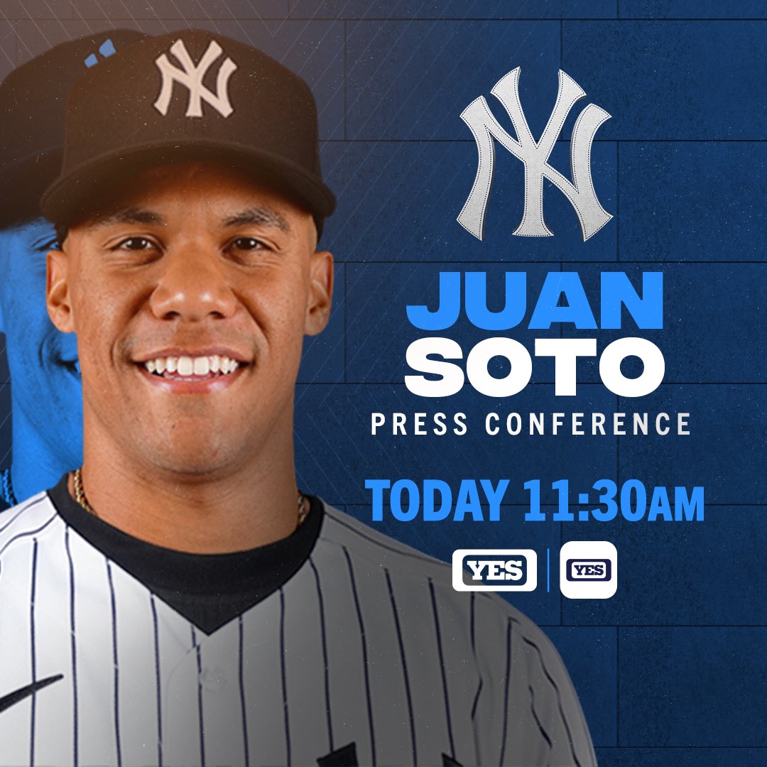 Catch Juan Soto’s spring training press conference LIVE on YES and the YES App today at 11:30am! #YANKSonYES