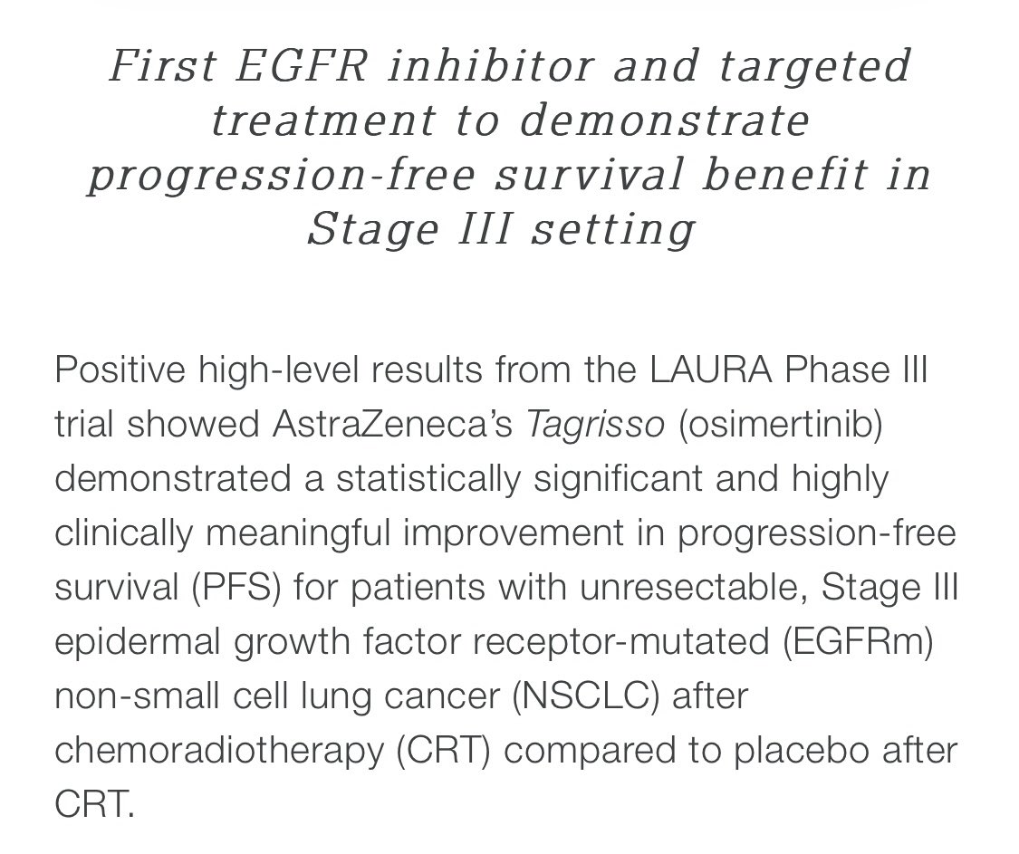 The Tagrisso story continues to show benefit at all stages of EGFRmut...