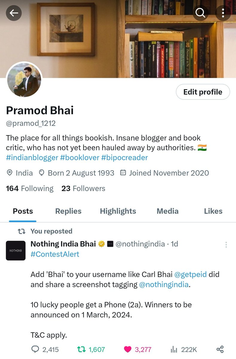 pramod_1212's tweet photo. @nothingindia @getpeid Anything for Bhai ... @getpeid @nothingindia @nothing https://t.co/x15xUsDpwW