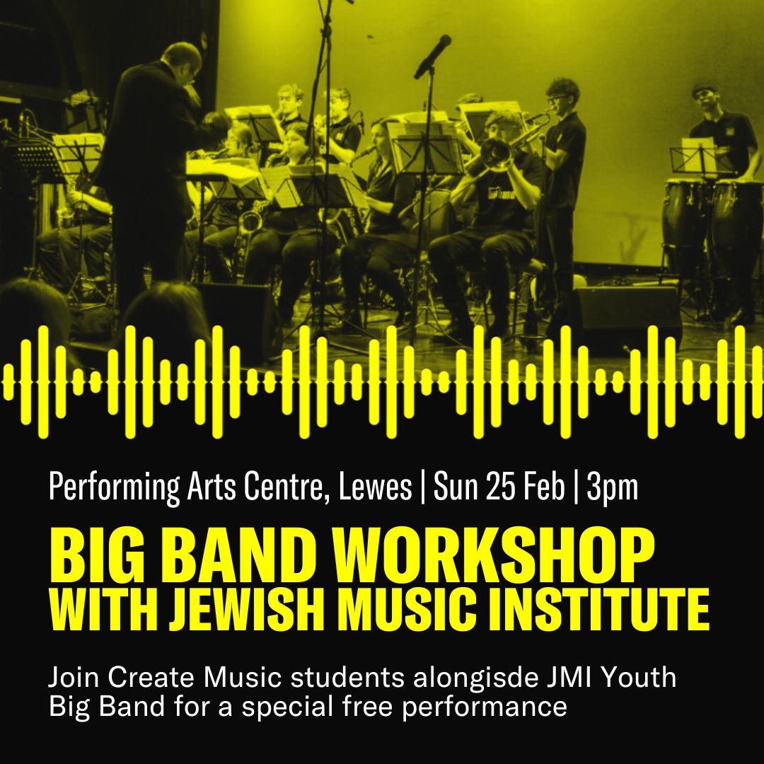 On Sunday 25 February Create Music students will be taking part in a Big Band workshop, led by @SamEastmond. Come along at 3pm for a performance by musicians from JMI Youth Big Band with Create Music students, to show what they have learned throughout the day!