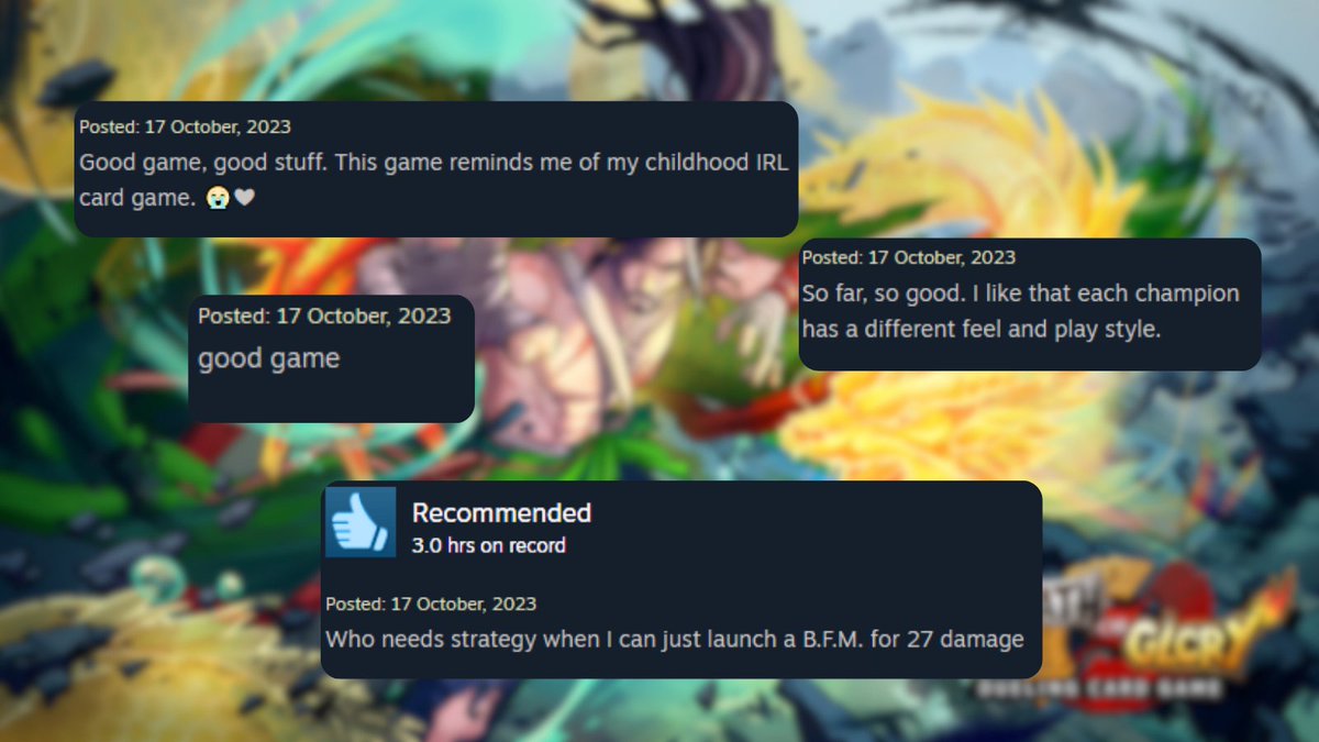 We love seeing your reviews for Death or Glory, so we thought we would highlight some of our favourites! 👀 We especially like “good game”. We couldn’t word it better ourselves! Don’t forget to leave us a review on Steam! 💭