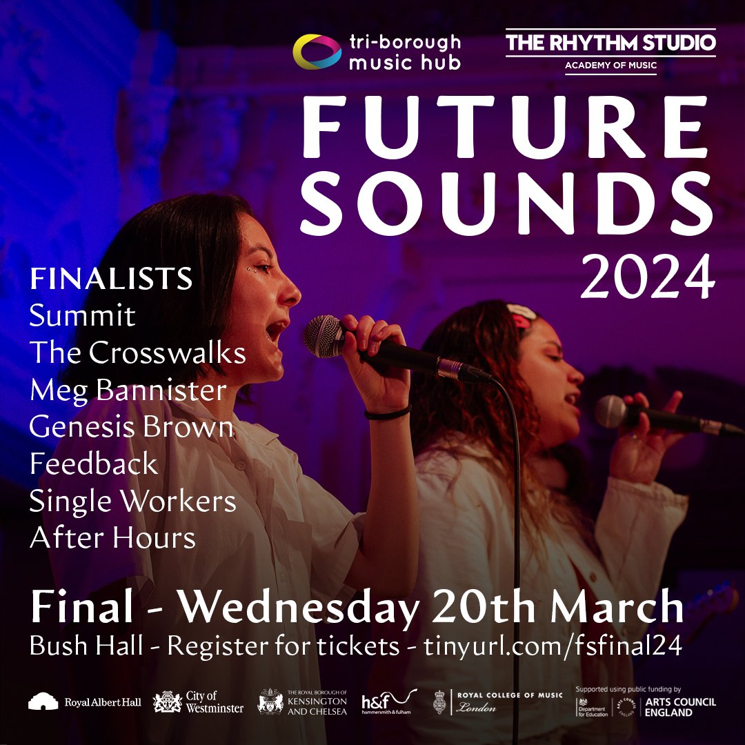 We're very excited to share the finalists of Future Sounds 2024! @TBMHMusic Summit - The Crosswalks - Meg Bannister - Genesis Brown - Feedback - Single Workers - After Hours Register for your free ticket to the final at Bush Hall on 20th March here: tinyurl.com/fsfinal24