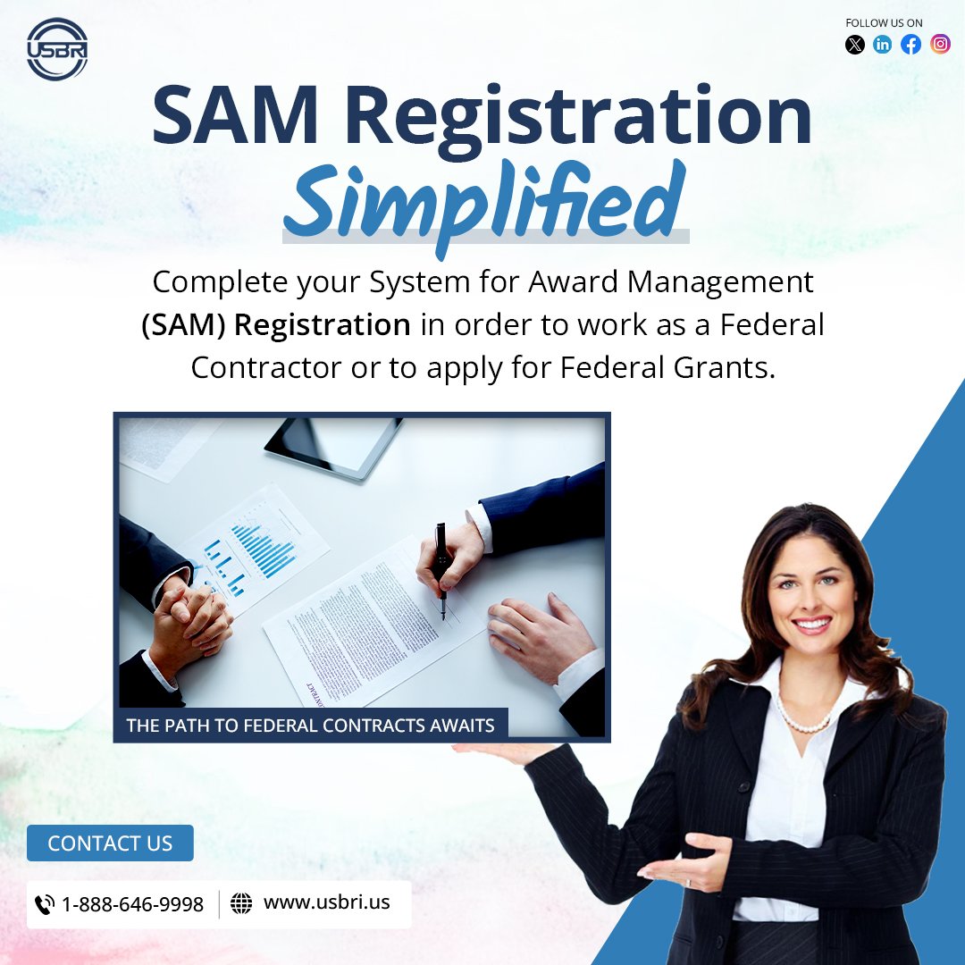 Ensure the successful completion of your SAM Registration to qualify as a Federal Contractor or to seek eligibility for Federal Grants.
visit: unitedstatesbusinessregistration.us/sam-registrati…

#USBR #SmallBusiness  #GovernmentContracting #SAMRegistration #GrantOpportunities #SBAcertified