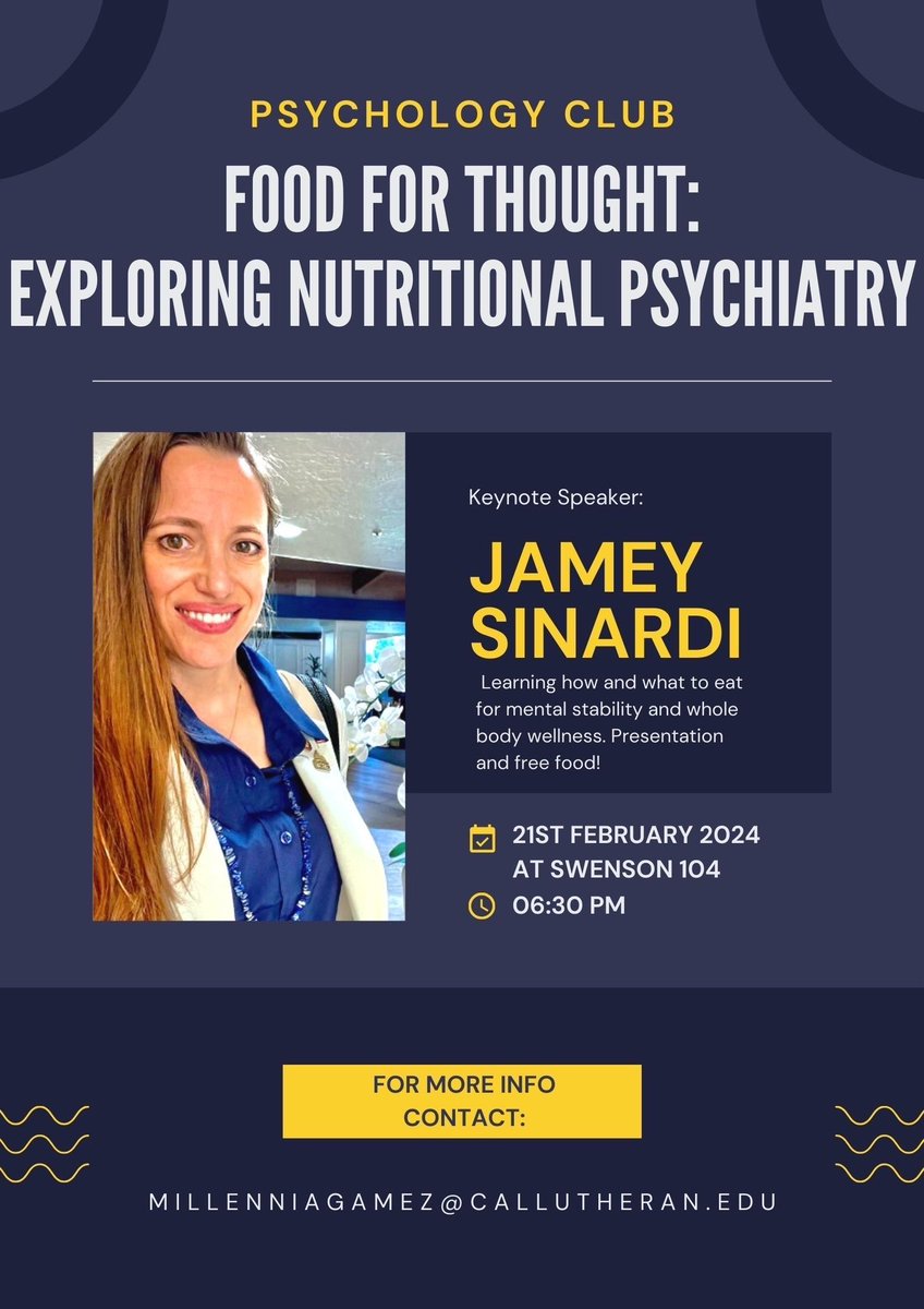 Wednesday at California Lutheran University I will be having a discussion on mental health and diet. Learning what foods support you is just as important as knowing what foods detract from your current meds. Whole body wellness starts with what you eat. #nutritionalpsychiatry