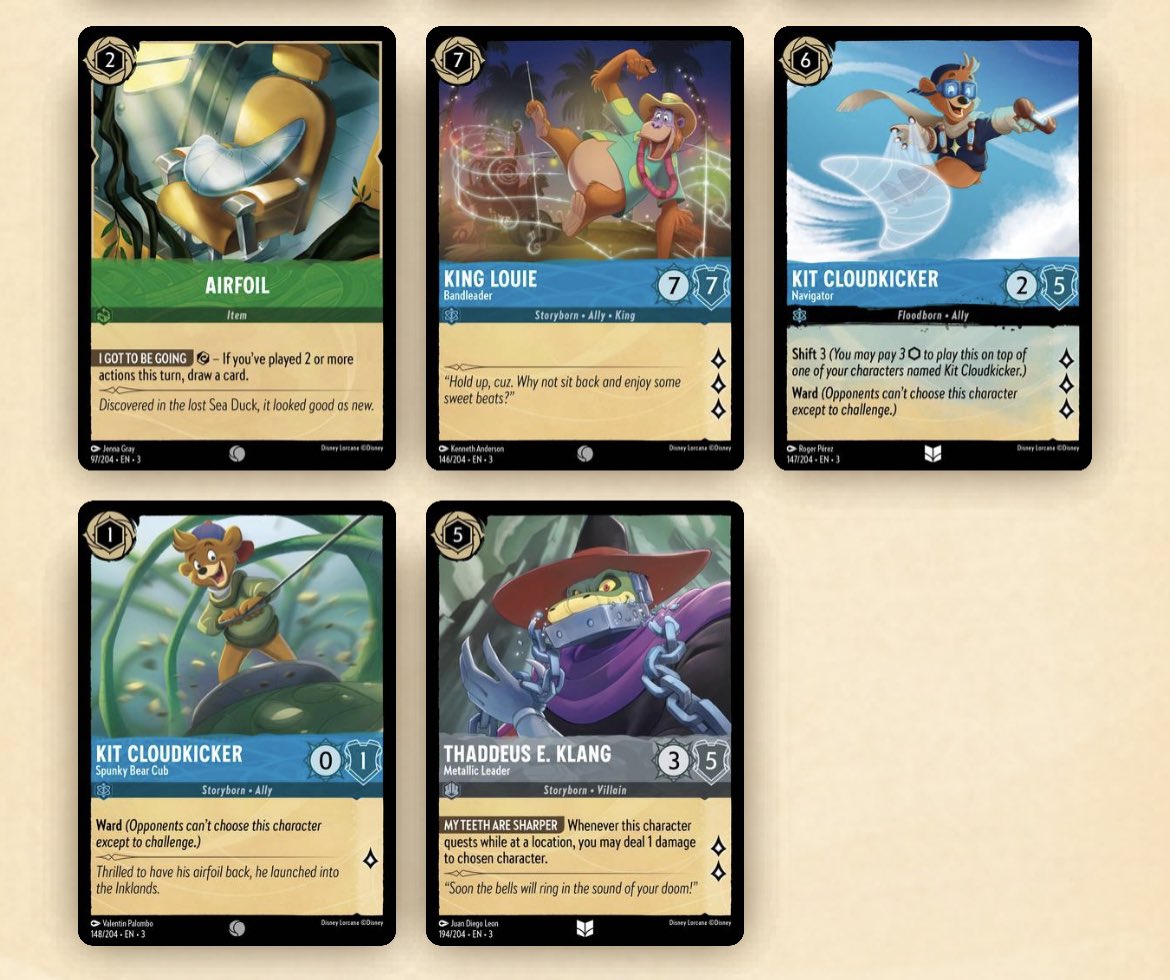 Disney Lorcana Into the Inklands TaleSpin card checklist (11 cards)  #DisneyLorcana #TaleSpin
