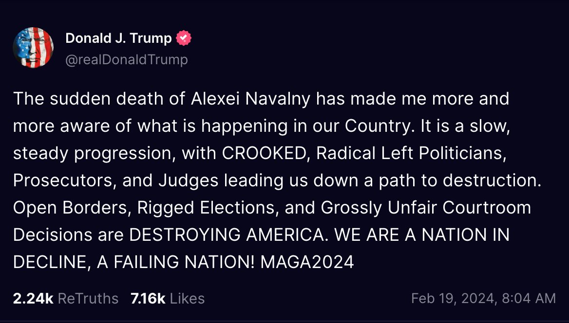 Trump finally comments on the death of Navalny, and like always, he has to make it all about himself. He once again refuses to condemn Putin, instead targeting the US institutions over that of the violent dictator. What is the reason why Trump has such a difficult time…