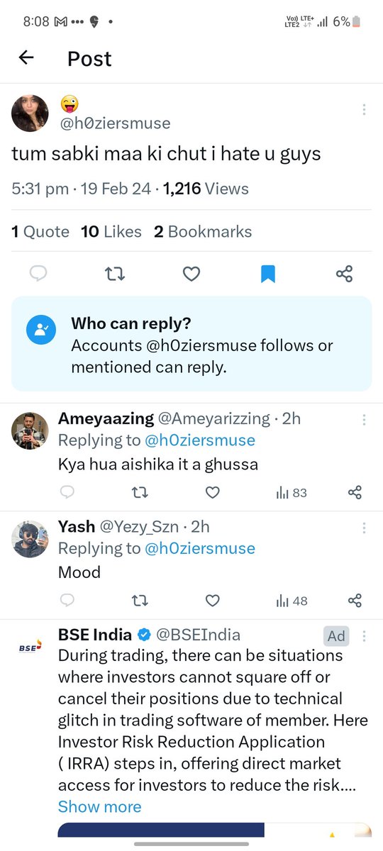 itzzabhi0's tweet photo. @h0ziersmuse Why this unexpected defamatory tweet coming from a girl like u. Kuch Naya try Kiya tha kya?? I guess Ana* https://t.co/SrOq8EIxxX