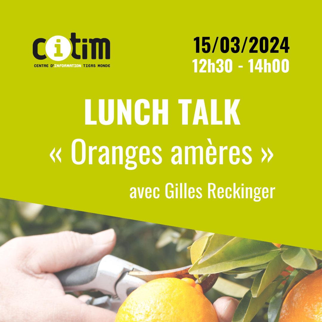 📆1⃣5⃣.0⃣3⃣ Lunch-Talk @#Citim avec Prof. Dr. Gilles Reckinger (anthropologue #GillesReckinger) « Oranges amères. Un nouveau visage de l’esclavage en Europe ».🍊🌏 Le CITIM vous invite pour un input thématique, suivi par une discussion.