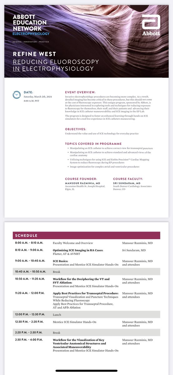 MRazminia's tweet photo. Join the March “REFINE” program in San Francisco to enhance your ICE skills. Whether you’re a seasoned expert or just starting out, this program has something valuable for everyone. You can register using the following link: https://t.co/SVU3aAGMZV https://t.co/KbsaPcnske