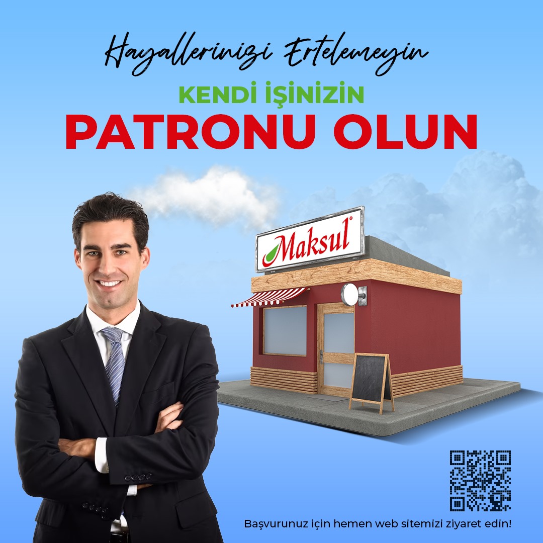 Hayallerinizi daha fazla ertelemeyin!  Maksul Kuruyemiş ailesi olarak, kendi işinizin patronu olma fırsatını sizlere sunuyoruz.  Başarıya giden yol kendi işinizden geçiyor. Şimdi franchise sahibi olun, geleceğinizi bugünden şekillendirin!