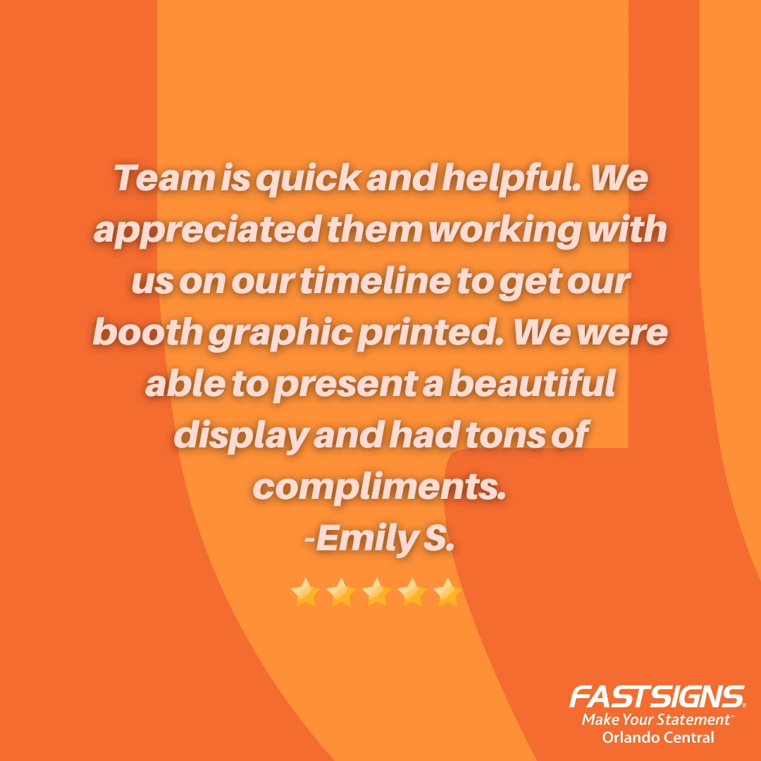 FastsignsOrland's tweet image. Thank you , Emily! It has been a pleasure to partner with you and we hope to see you again!

#fastsigns #fastsignsdidit #realreviews #customerservice #dreamteam #signs #shoplocalorlando #orlandosmallbusiness