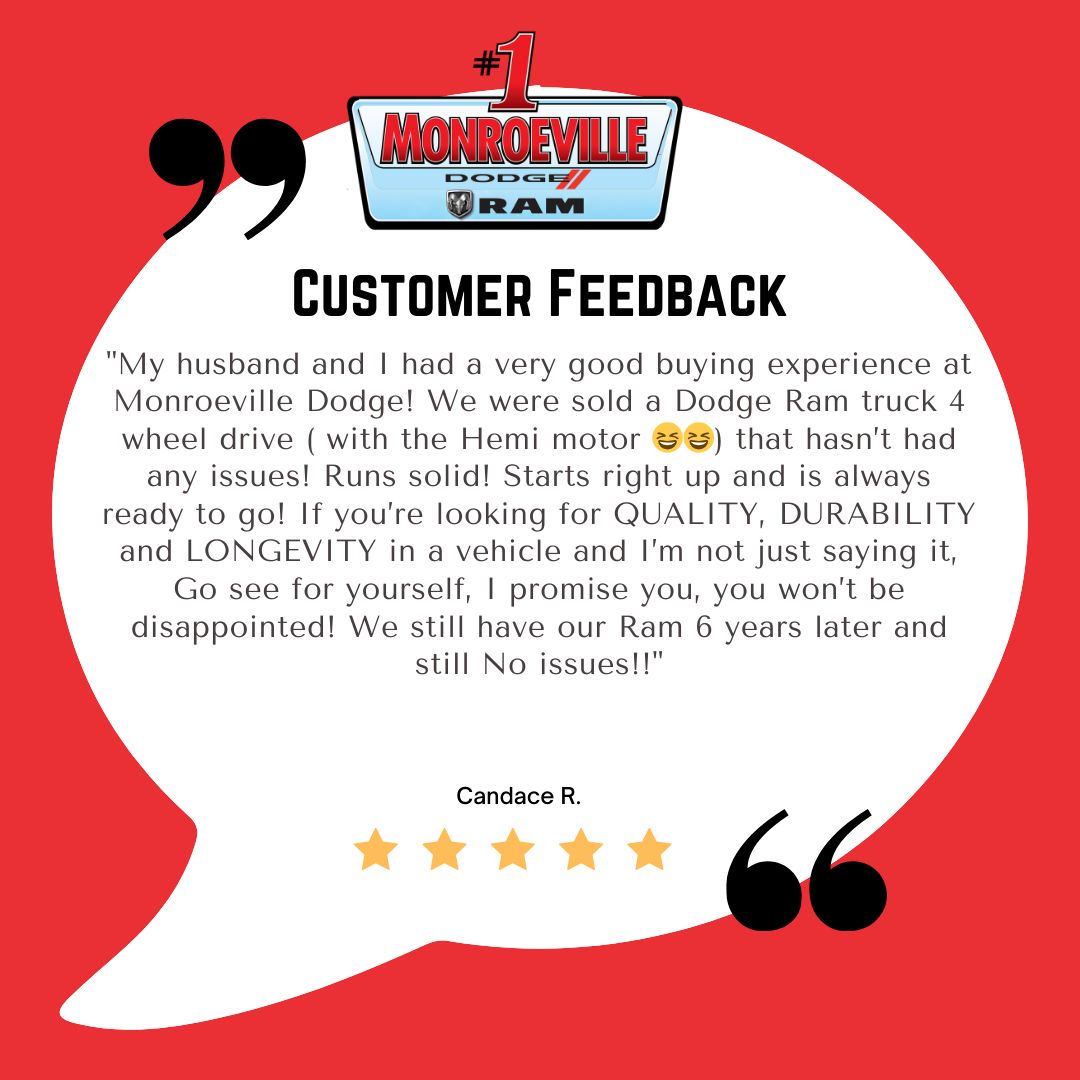PghDodge's tweet photo. Don't just read the reviews, stop in and see for yourself! 🙂 

#MonroevilleDodgeRam #RamTrucks #CustomerReview #Testimonial https://t.co/RVdQT2Xv3l