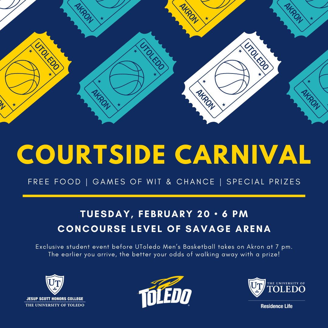 We have a HUGE battle for first place against Akron tomorrow and <a href="/toledoreslife/">UToledo Res Life</a> &amp; <a href="/UTHonors/">UToledo Honors College</a> are making sure students get free food and prizes at the game!

#TeamToledo