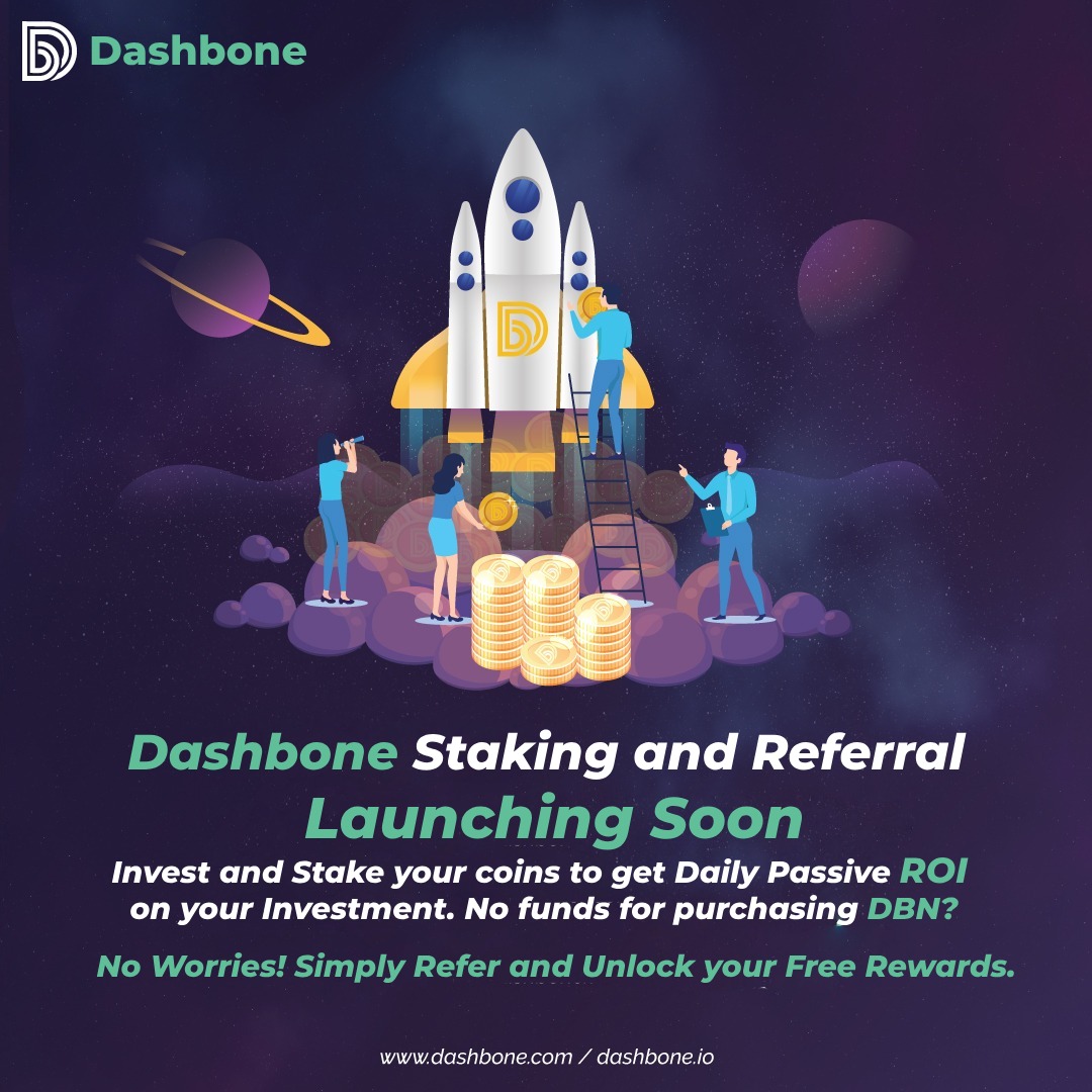 DashBone1's tweet photo. Exciting News: Dashbone Staking &amp; Referral Launching Soon! Invest and stake your coins for Daily Passive ROI. No worries if you don't have funds to purchase DBN!  Simply refer and unlock your free rewards. Don't miss out on this investment opportunity! https://t.co/pmovBDwdFl