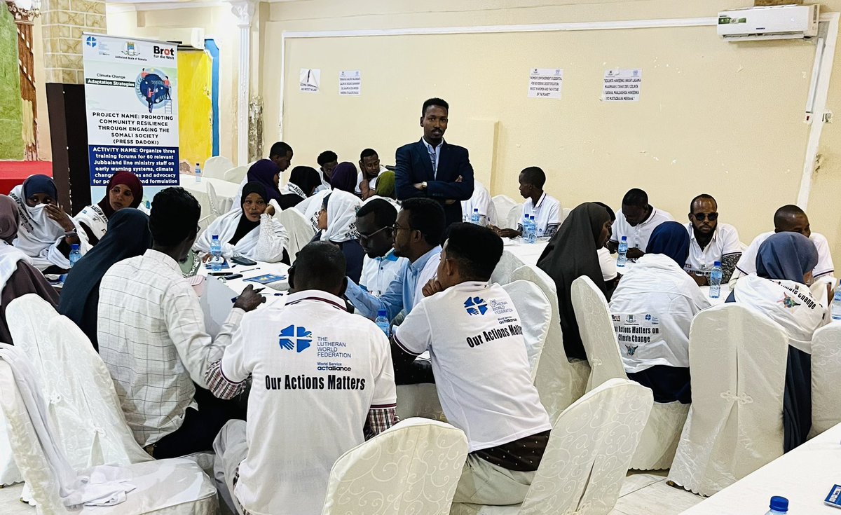 Ooglenuur's tweet photo. We recently wrapped off a five-day training programme with sixty relevant jubbaland line ministries staff. Climate change and early warning systems are the topics of this training. I am grateful to @lutheranworld for organizing and implementing this workshop.
Our actions matters! https://t.co/SF7KL4bOFf