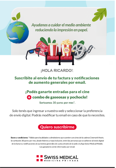 Andradar's tweet photo. Esto de @SwissMedicalG  es espectacular. Si queres que te notifiquemos los aumentos (de 100000000% mensual) por mail, te podes ganar una coca y una bolsa de pochoclos.  ¿Quién habrá tenido la genial idea? https://t.co/PLK5UNKMXx