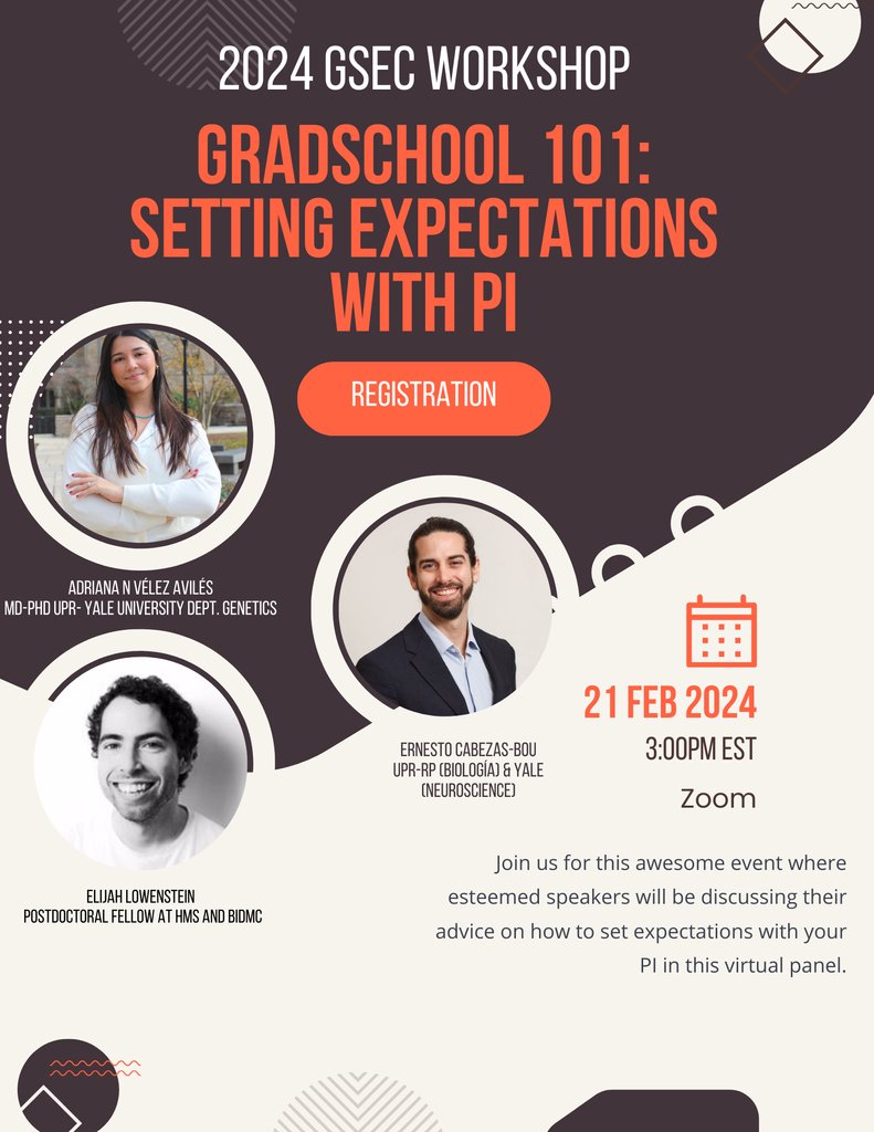 Join us for the next CL-GSEC GradSchool 101 Workshop: Setting Expectations with your PI, happening THIS Wednesday, Feb. 21, 3p ET / 12p PT 🎓️ Please register at eventcreate.com/e/cl-gsec-work… ✨️