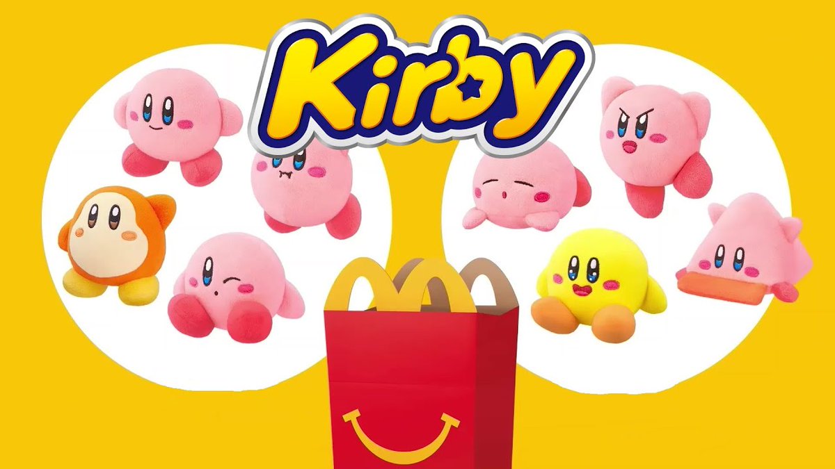 McDonald's will be running a new Happy Meal promotion in Japan featuring a bunch of new plush-like Kirby toys!

This promotion will begin on 23rd February and features two waves, with four plush in each one.