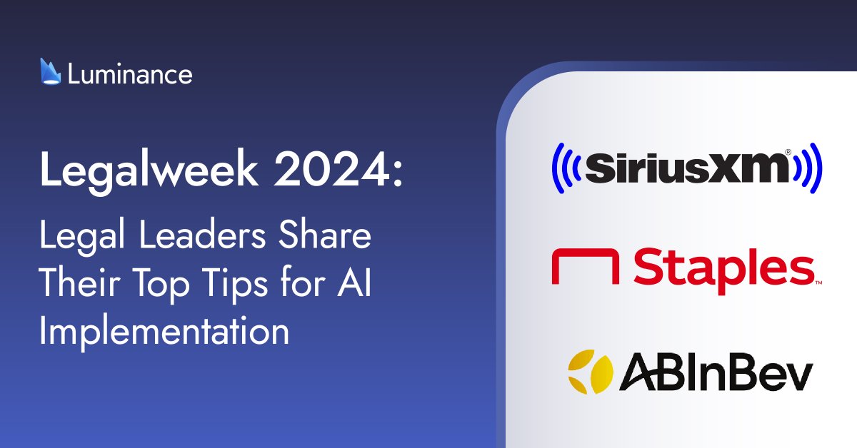 AI implementation was a hot topic at Legalweek this year! So, we thought we’d share some top tips from our expert panellists from Sirius XM, Staples and AB InBev. Check out our latest blog to find out more 👉 bit.ly/3wkjSqu