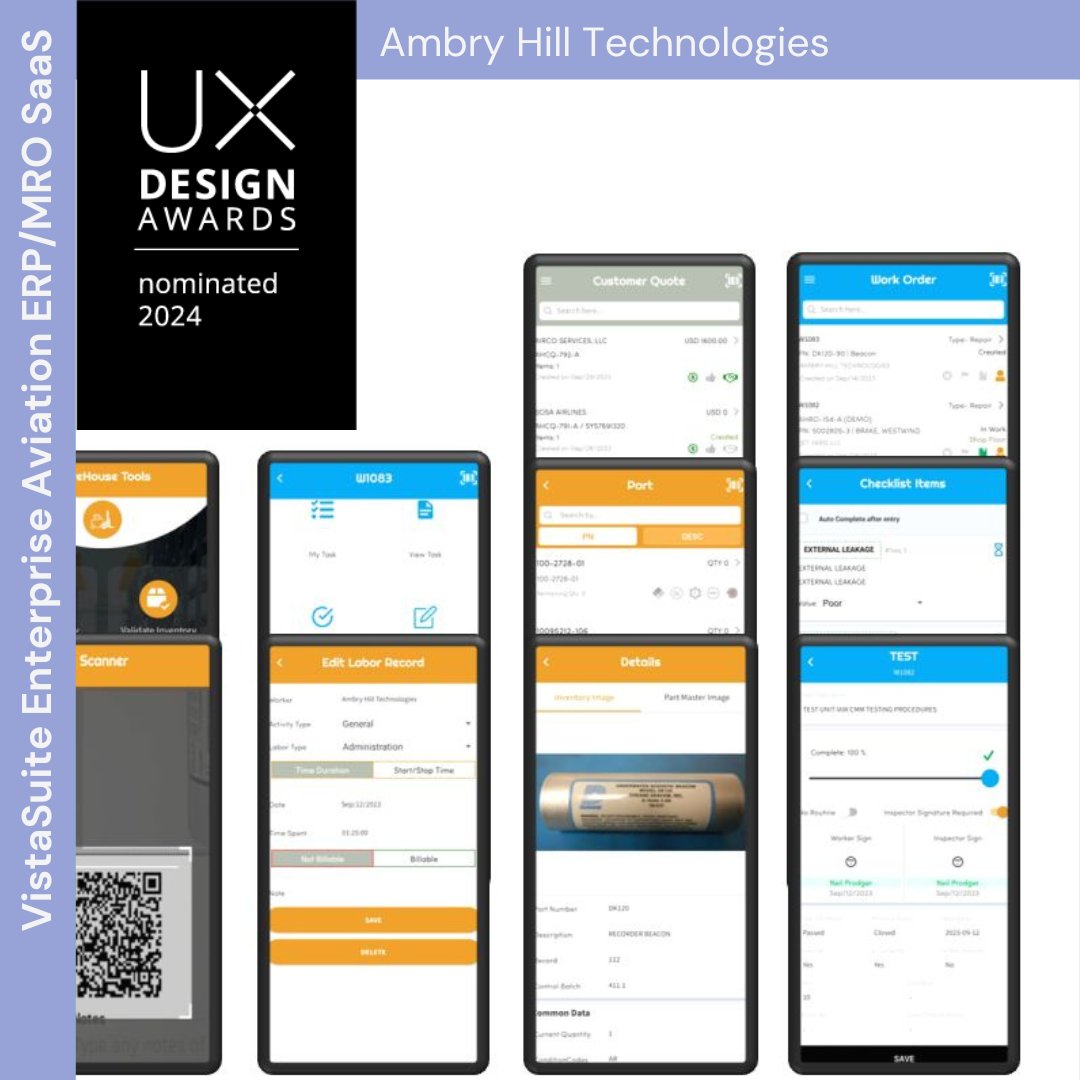 uxdawards's tweet image. “VistaSuite Enterprise Aviation ERP/MRO SaaS“ developed by @ambryhill is nominated for the #UXDA24! Congratulations 👏

The project is running for the Public Choice Award – cast your vote 👉 link in our bio!

#uxdesign #uxdesignawards #UXDA24 #uxawards #uxcompetition