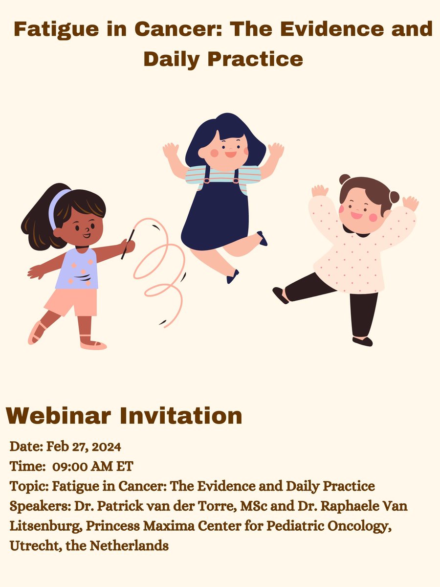 SIOP International (@worldsiop) on Twitter photo Register for the upcoming <a href="/IpogNetwork/">iPOG Network</a> webinar "Fatigue in Cancer: The Evidence and Daily Practice", Feb 27 at 9 AM ET
✍️Register here: loom.ly/BVZ2HF8 Register for the upcoming <a href="/IpogNetwork/">iPOG Network</a> webinar "Fatigue in Cancer: The Evidence and Daily Practice", Feb 27 at 9 AM ET
✍️Register here: loom.ly/BVZ2HF8