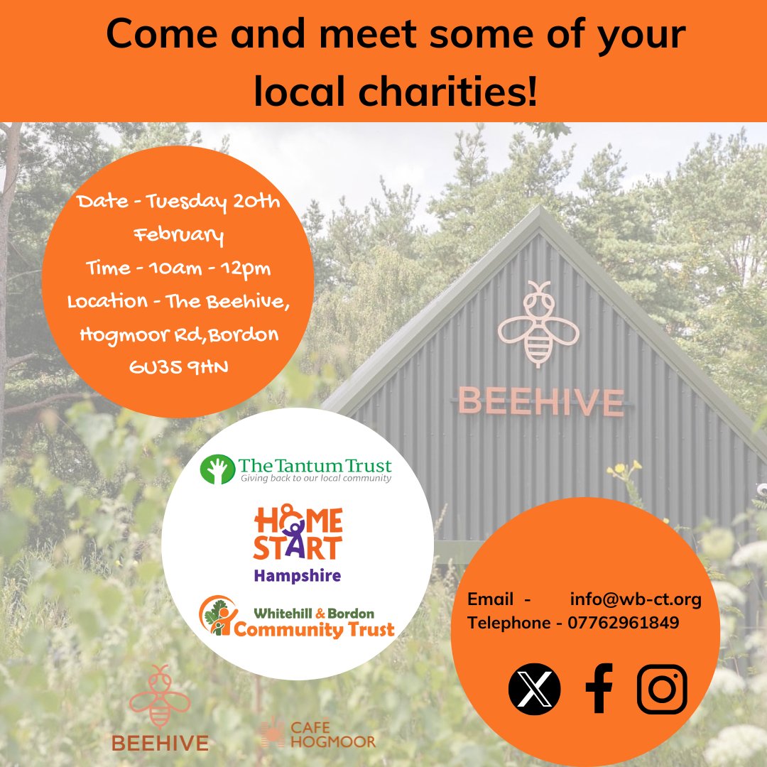 Are you coming along tomorrow to meet your local charities?

#hampshirecharities #whitehill #bordon