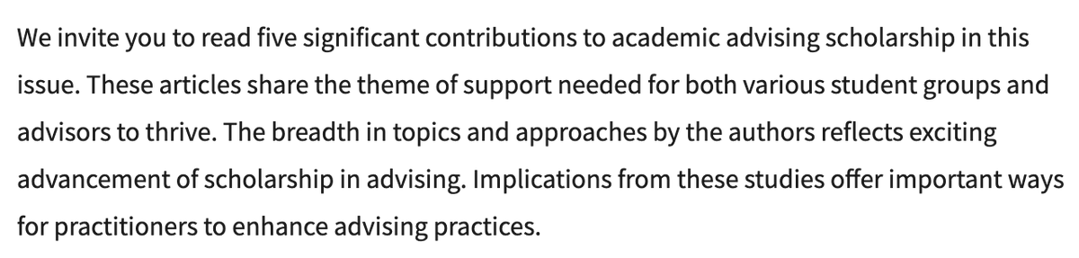 NACADAJournal's tweet photo. Today we highlight from 43(2) our Letter from Coeditors to introduce you to this issue! #AcAdv @NACADA Read it here: https://t.co/Vmefvevz7n https://t.co/zHZmV2sJom